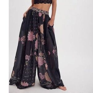 Free People Intimately Hey Lover Printed Sleep Pants - L - Coal Combo